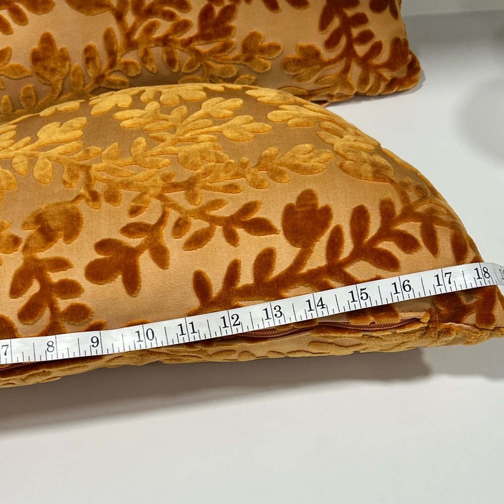 Velvet Burnout Retro Floral Half Round Pillows (Set Of 2) - Picture 11 of 12